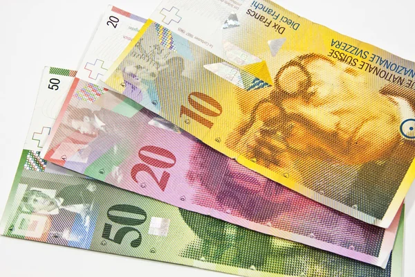Billetes en francos suizos — Foto de Stock