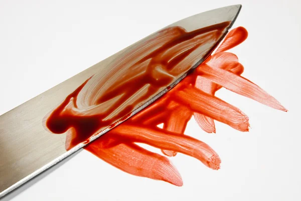 Drops of blood on the knife — Stock Photo, Image