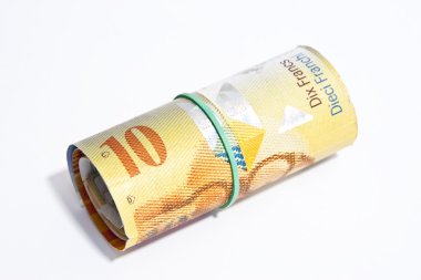 10 İsviçre Frankı cinsinden banknot haddelenmiş