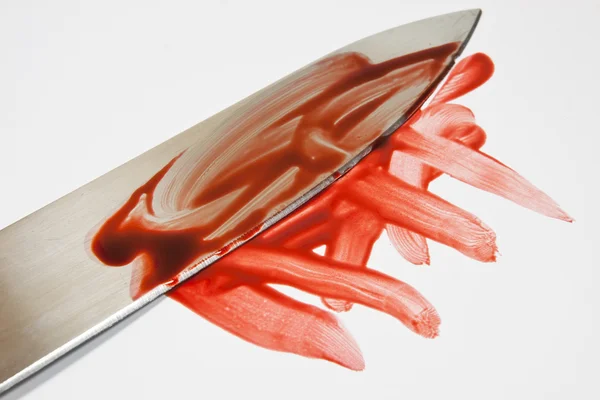 Drops of blood on the knife — Stock Photo, Image