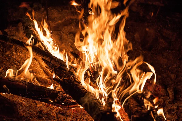 Burning bonfire night - fire — Stock Photo, Image