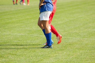 Futbolcu topa vuruyor.