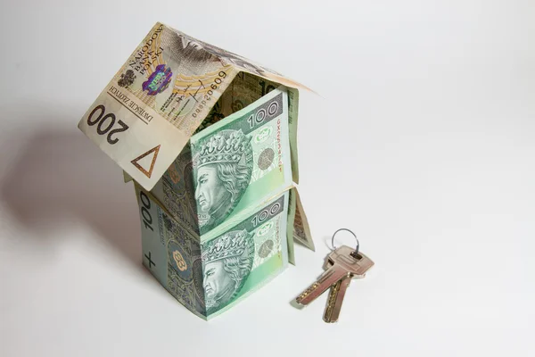 The concept of building a house, the Polish currency — Stock Photo, Image