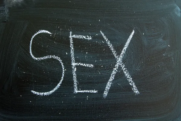 Sex written in chalk on a blackboard — Stock Photo, Image