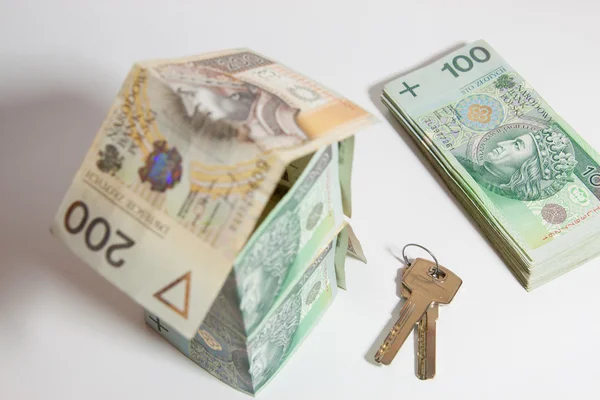 The concept of building a house, the Polish currency — Stock Photo, Image