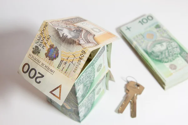 The concept of building a house, the Polish currency — Stock Photo, Image