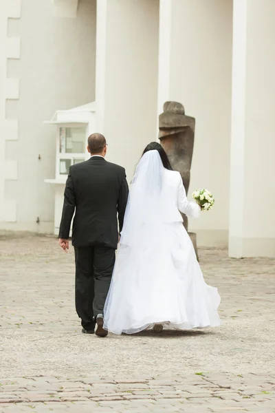 Wedding bride and groom outdoors — Stock Photo, Image