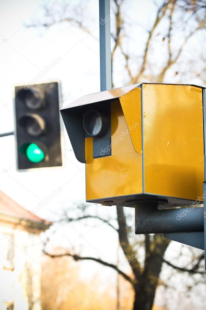 Speed camera at a pedestrian crossing — Stock Photo © bzyxx #41210525