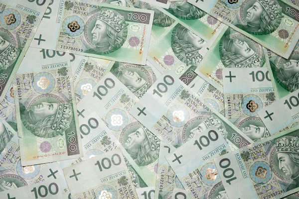Denaro polacco in tagli da 100 zloty PLN — Foto Stock