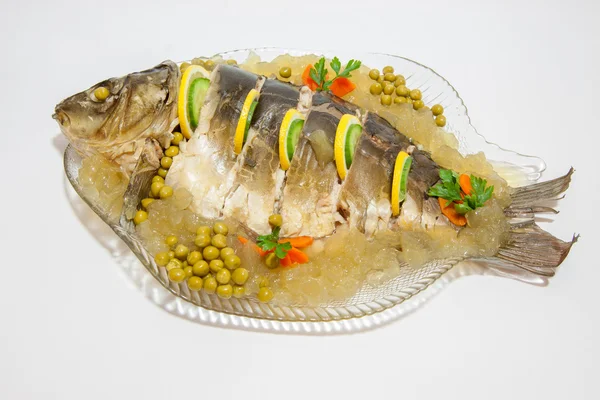 Carp in aspic as a dish - decked — Stock Photo, Image