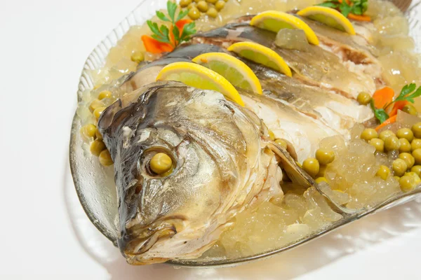 Carp in aspic as a dish - decked — Stock Photo, Image