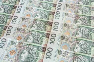Polonya para birimi beyaz zemin üzerine 100 Zlotisi