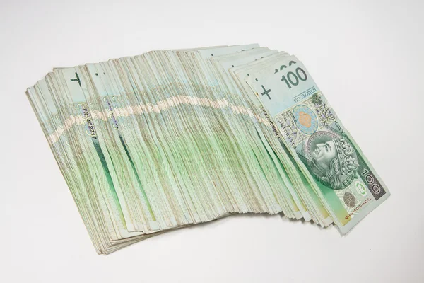 Lengyel valuta 100 zloty fehér alapon — Stock Fotó