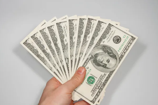 American 100 U.S. dollars on a white background — Stock Photo, Image