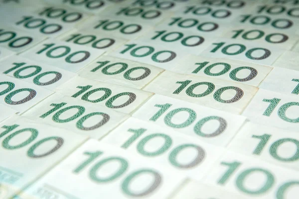 Polish zloty currency in denominations of 100 PLN — Stock Photo, Image