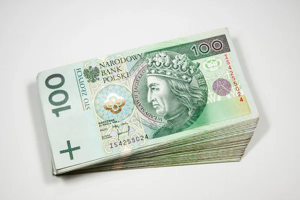 Polish money in denominations of 100 PLN — Stock Photo, Image