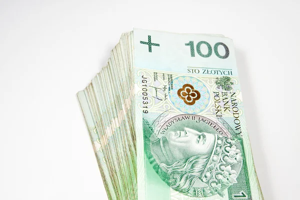 Polska pengar i valörerna 100 pln — Stockfoto