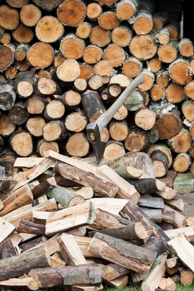 AX jako narzędzie do rozdrabniania drewna — Zdjęcie stockowe