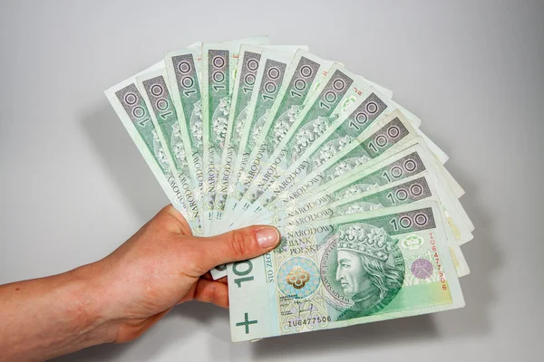 Lengyel pénz pln 100 névértékű — Stock Fotó