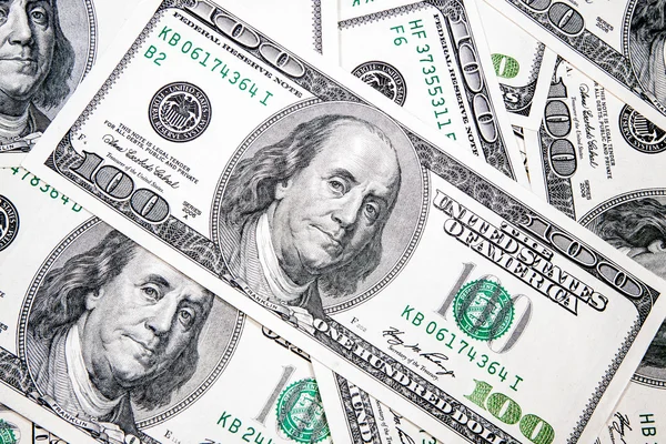 American dollars in denominations of 100 as a background — Stock Photo, Image