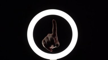 pack of gestures. female hands close-up make figures from fingers. finger play. points his finger up. Hey, you. we need you. were watching you