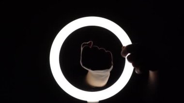 gesture package. female hands close-up make figures from fingers. finger play. Middle finger up. Obscene gesture fuck yourself