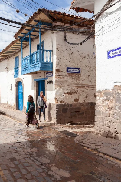 Cuzco Peru April 2014 Alte Kolonialbauten Der Ecke Des Hangs — Stockfoto