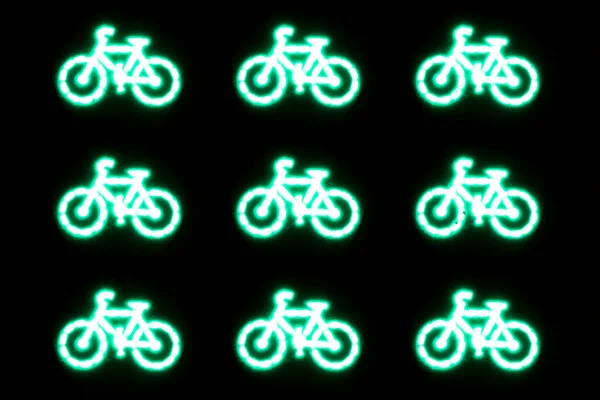 Background Repeating Pattern Green Lit Bicycle Icons Bike Lane All — Stock Photo, Image