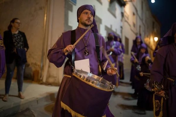 Gallur Espanha Abril 2020 Penitentes Uma Das Confrarias Com Seus — Fotografia de Stock