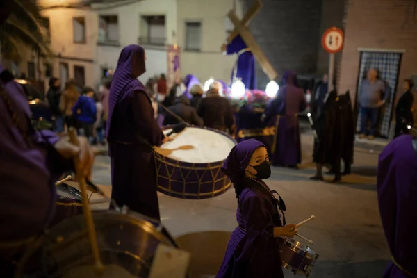 Галлур Испания Апреля 2020 Года Кающиеся Одном Братств Своими Капиротами — стоковое фото