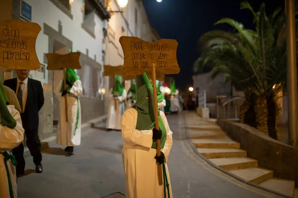 Gallur Espanha Abril 2020 Penitentes Uma Das Confrarias Com Seus — Fotografia de Stock