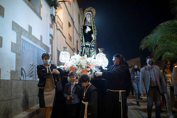 Gallur Espanha Abril 2020 Penitentes Uma Das Confrarias Com Seus — Fotografia de Stock