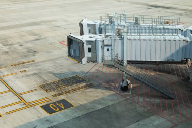 Hanoi, Vietnam - Nov 06, 2019: Passenger boarding bridges or fingers out of use at Terminal 2 of Noi Bai International Airport in Vietnam, Hanoi.