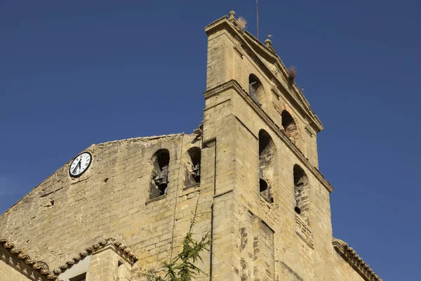 Kupol Och Klocktorn Kyrkan Landmärke San Salvador Luesia Aragonien Spanien — Stockfoto