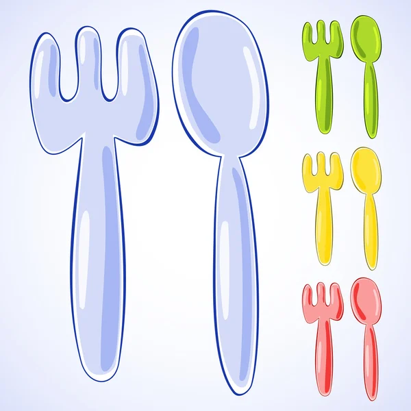 Cuillère et fourchette — Image vectorielle