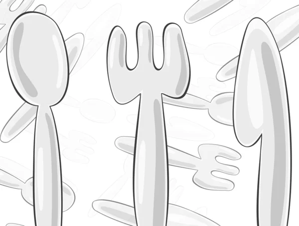 Couteau, fourchette et cuillère — Image vectorielle