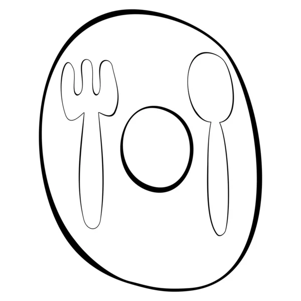 Assiette, cuillère et fourchette — Image vectorielle
