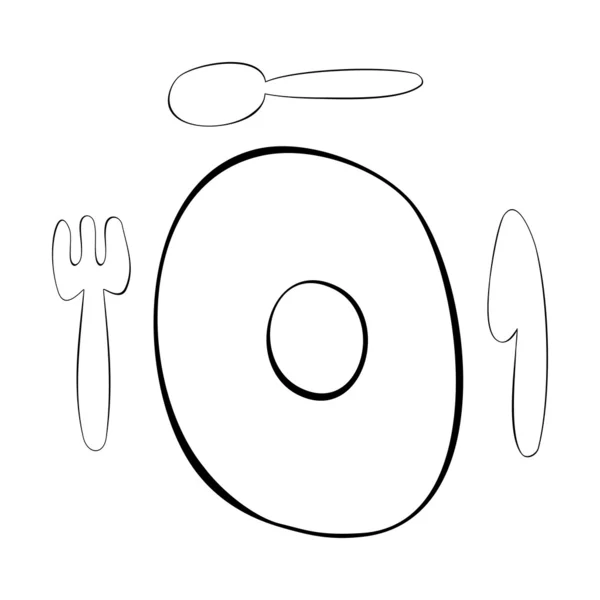 Тарелка, ложка, нож и вилка. Коллекция векторных объектов . — стоковый вектор