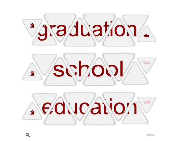 言葉「卒業」、「学校」、「教育" — ストックベクタ