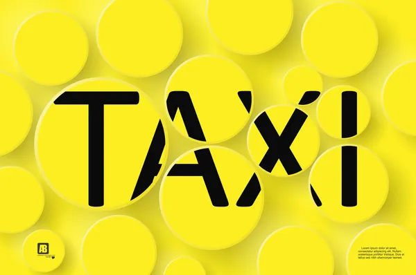 Taxi Palabra sobre fondo amarillo - Símbolo de taxi negro sobre fondo amarillo brillante y naranja — Vector de stock