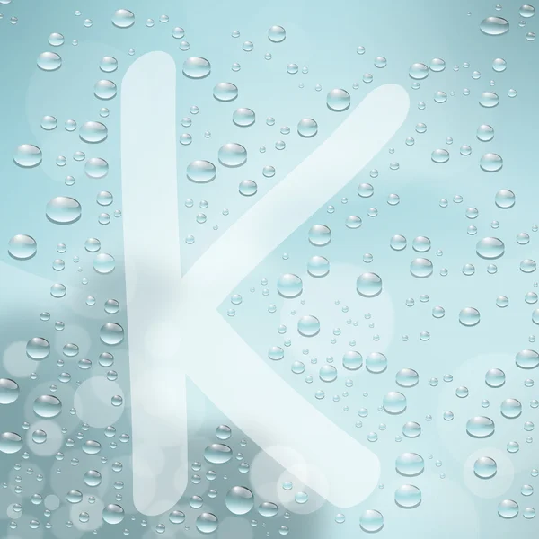 Letter K and water drop — Stock Vector