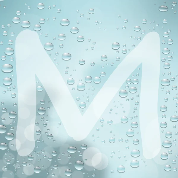 Letra M y gota de agua — Vector de stock