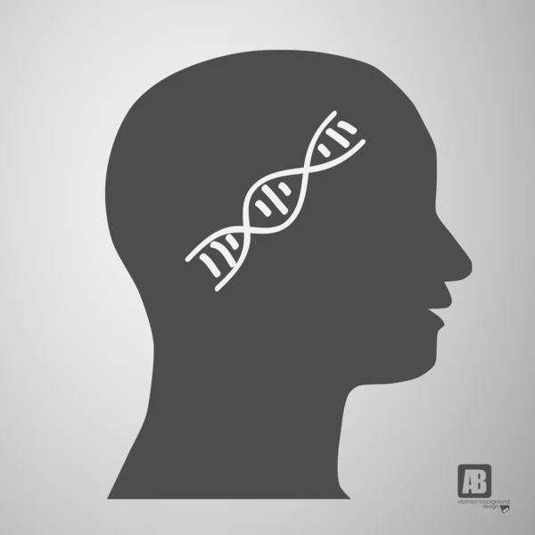 Man head silhouette with DNA sign — Stock Vector