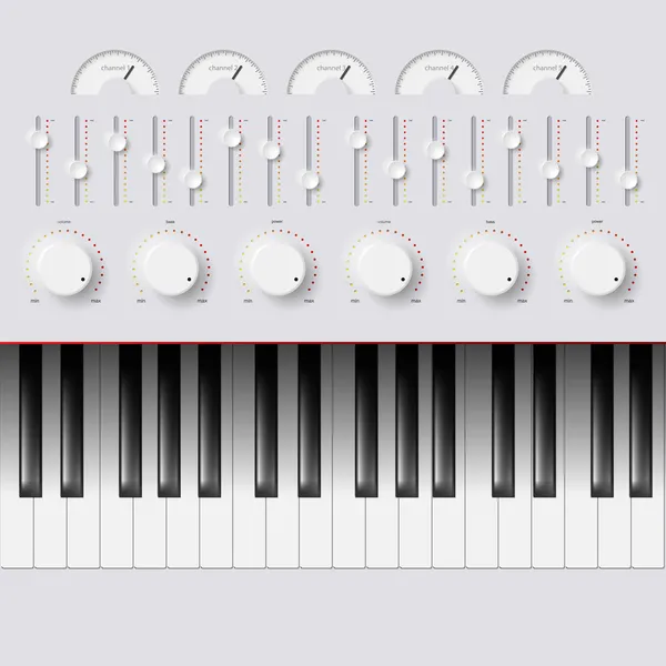 Synthesizer topuzlar düğmeleri ve klavye tuşları — Stok Vektör