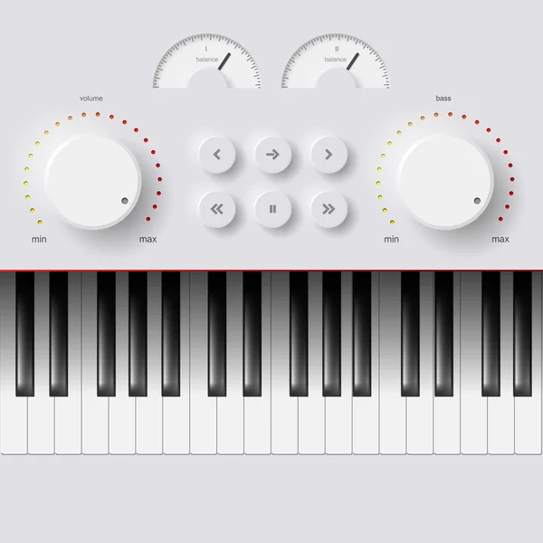 Synthesizer Keys Knobs Buttons and keyboard — Stock Vector