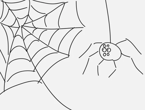 Egy pók és egy háló illusztrációja Stock Vektor