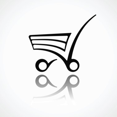 Vector icon shopping cart. Retro abstract symbol