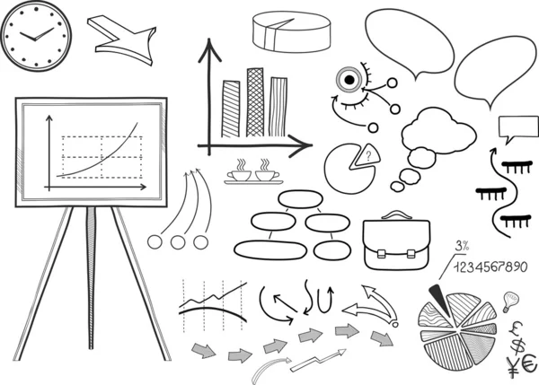 Doodles de negócios desenhados à mão vetorial — Vetor de Stock