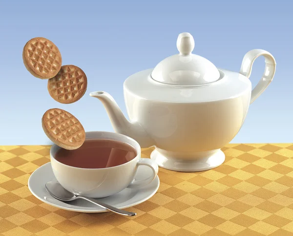 Šálek čaje a coochies — Stock fotografie
