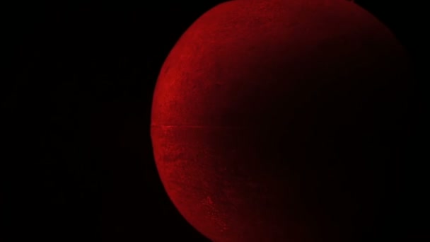 De planeet Mars vliegt in de ruimte. Close-up van de rode planeet draait in de ruimte. — Stockvideo